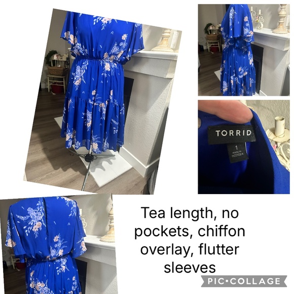 Torrid Royal blue floral chiffon dress - Picture 1 of 1